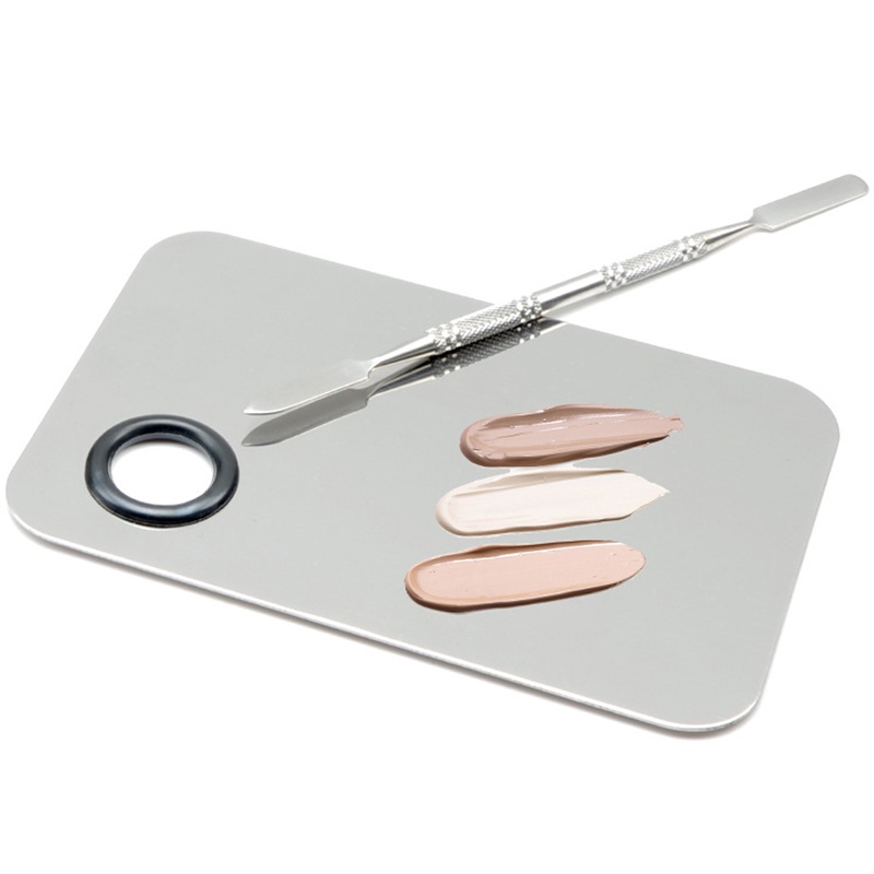 【New Year Sale】 Stainless Steel Cosmetic Makeup Mixing Palette Foundation Blending Tools