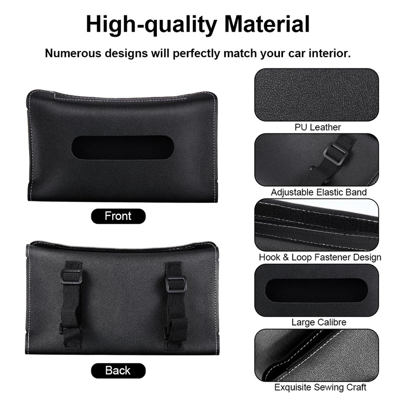 Three Colors Multifunctional Car Sunshade Tissue Bag PU Leather Storage