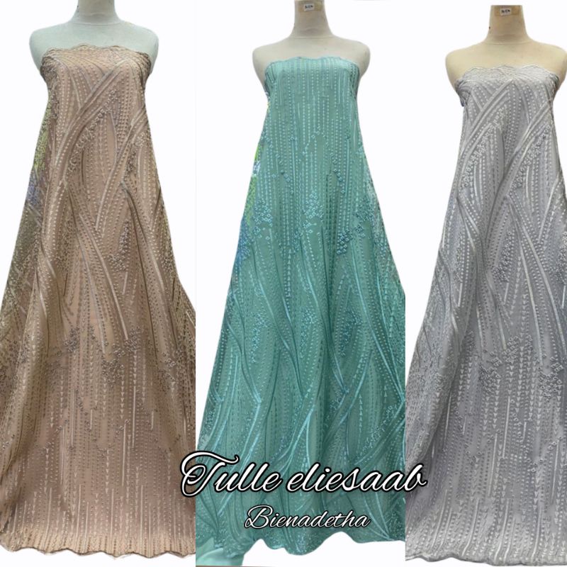 bahan/kain tulle akar mutiara embordir/kain brokat kebaya/kain tulle kebaya terbaru