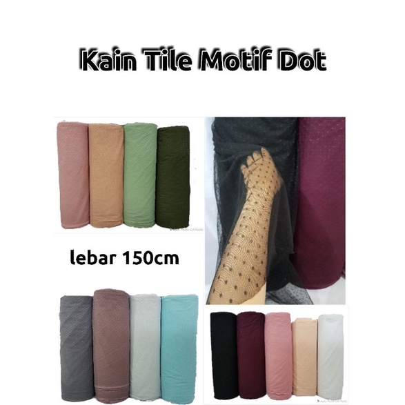 Bahan Kain Tile halus Motif Dot Lebar 150cm / tille tulle tule polkadot polka lembut murah