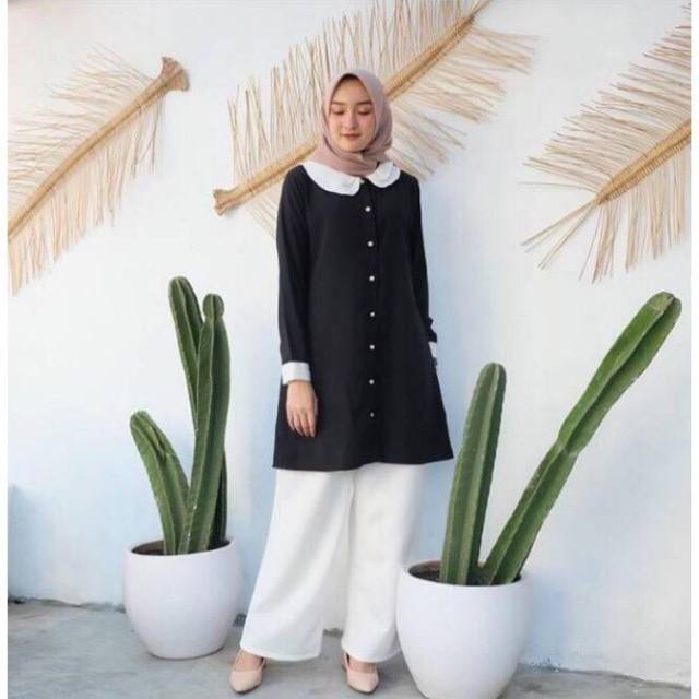 AQILA TUNIK / TUNIK BAHAN WOLFIS POLOS / TUNIK KANCING / BUSUI FRIENDLY