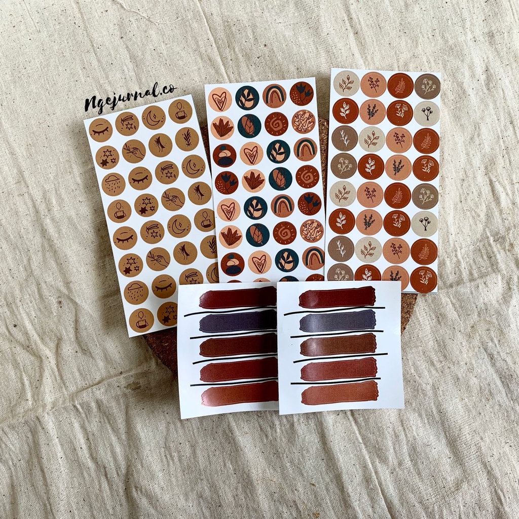 

1 Lembar/ Set (5pcs) Sticker Aesthetic Waterproof