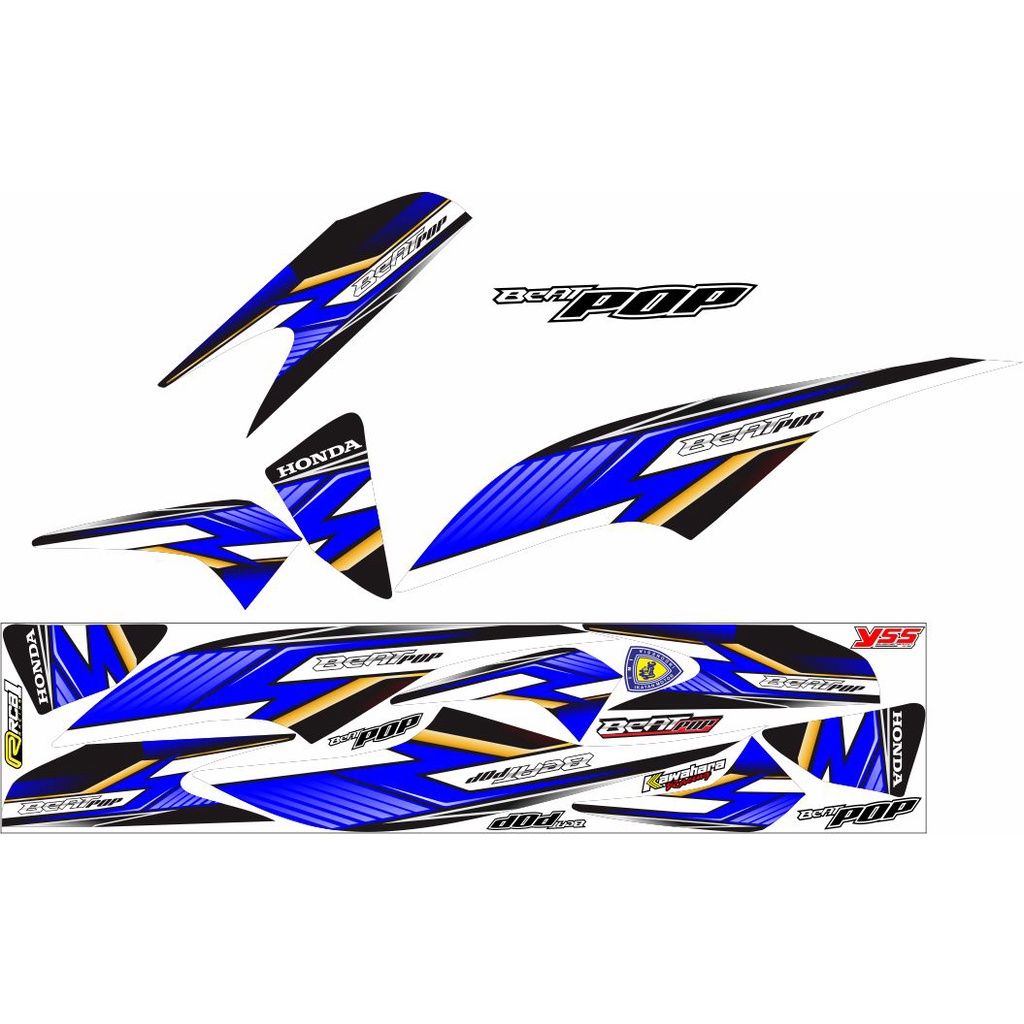 (COD/STIKER/STRIPING/VARIASI) BUAT MOTOR HONDA BEAT POP FI MOTIF BARU SIMPLE VARIASI BIRU SIMPLE BEA