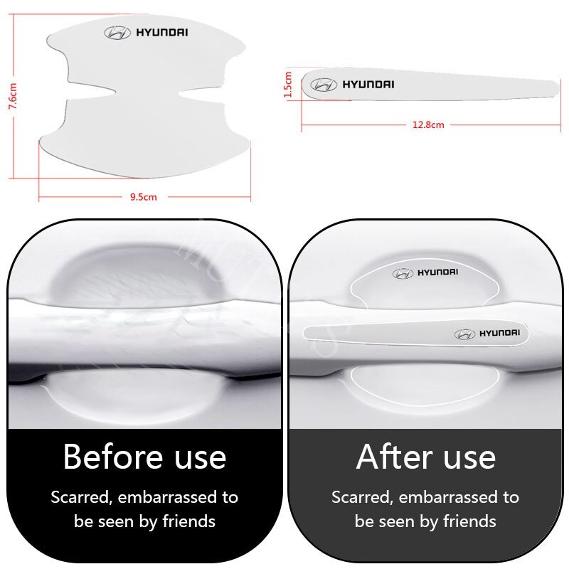 8pcs Stiker Pelindung Gagang Pintu Mobil Transparan Anti Gores Untuk Hyundai Getz Accent Atoz i20 Trajet H1 i10