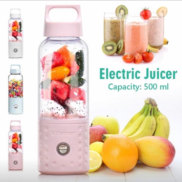 berkualitas VITAMER BLENDER PORTABLE PREMIUM 500ML JUICER JUS BUAH - Merah Muda Murah