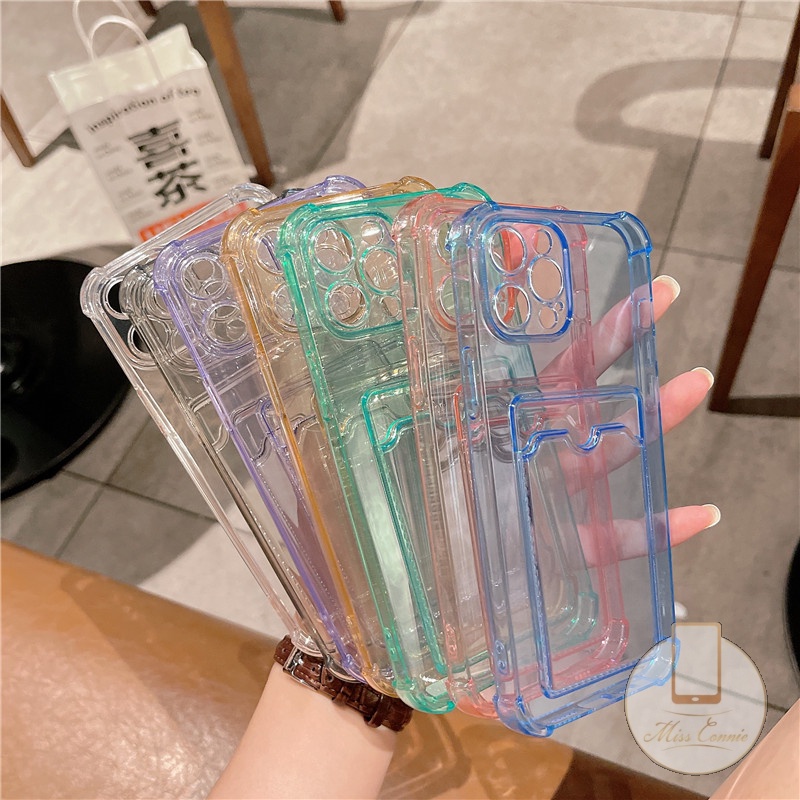 Samsung A04 A14 A04E A13 A22 A32 A03 A50 A50S A30S A02 A71 A20 A30 A33 M02 S22 Ultra A03 Core A23 A53 A73 Clear Shockproof Dompet Slot Kartu Warna Warni Full Cover Soft Casing