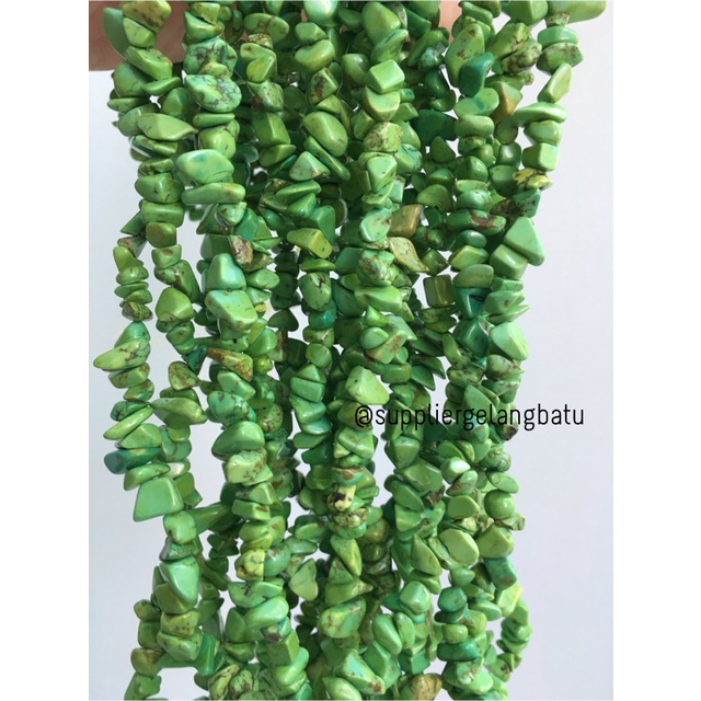 kerikil kerang mix GREEN CARNELIAN 1cm bahan gelang kalung akik hijau