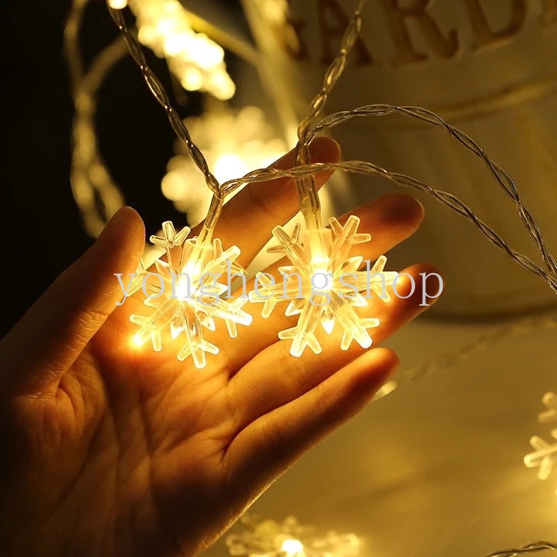 Lampu String LED 2 / 3M Bentuk Snowflake Untuk Dekorasi Pohon Natal