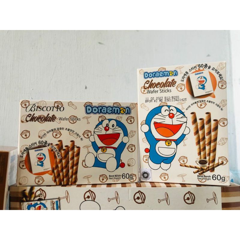 DORAEMON Wafer Sticks Astor Coklat Vanilla Biskitop 60 gr