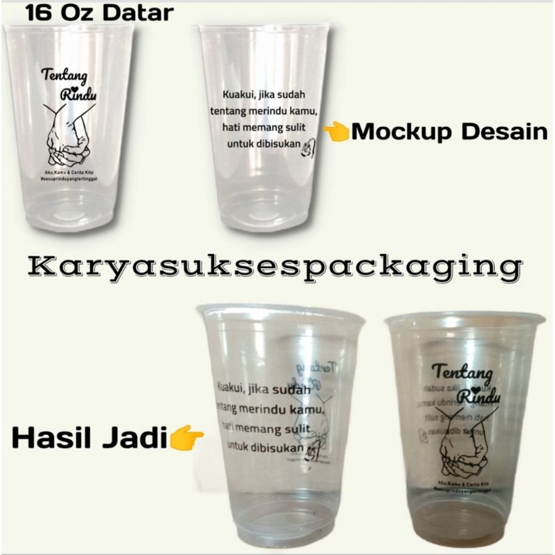 Sablon Cup 16 18 oz PP Datar  7 gram Free Sablon Logo