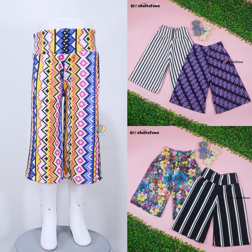 Kulot Motif Uk. 5-6 Tahun / Celana 3per4 MOTIF Anak Perempuan Batik Abstrak Salur Murah Skirt Pants