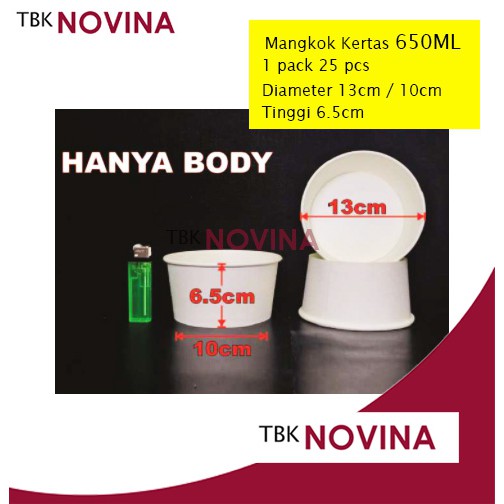 [25PCS] Paper bowl tebal 650ml mangkuk tahan microwave mangkok kertas 650 ml hanya mangkok BODY saja