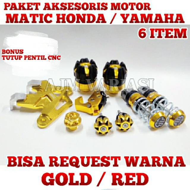 PAKET AKSESORIS VARIASI MATIC HONDA YAMAHA 6 ITEM BEAT VARIO MIO FINO SCOOPY M3 SOUL GT MIO J MIO GT