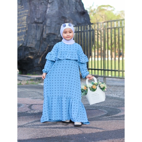 GAMIS FATIMAH STARKIDS 246810Y - GAMIS ANAK CRINCKLE URAGIRI TWOTONE LOVE