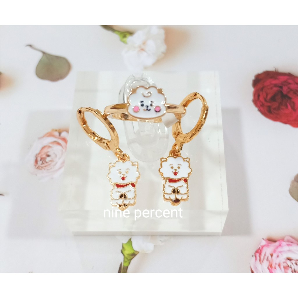 SET PERHIASAN ANAK CINCIN DAN ANTING KARAKTER BT* KOREA