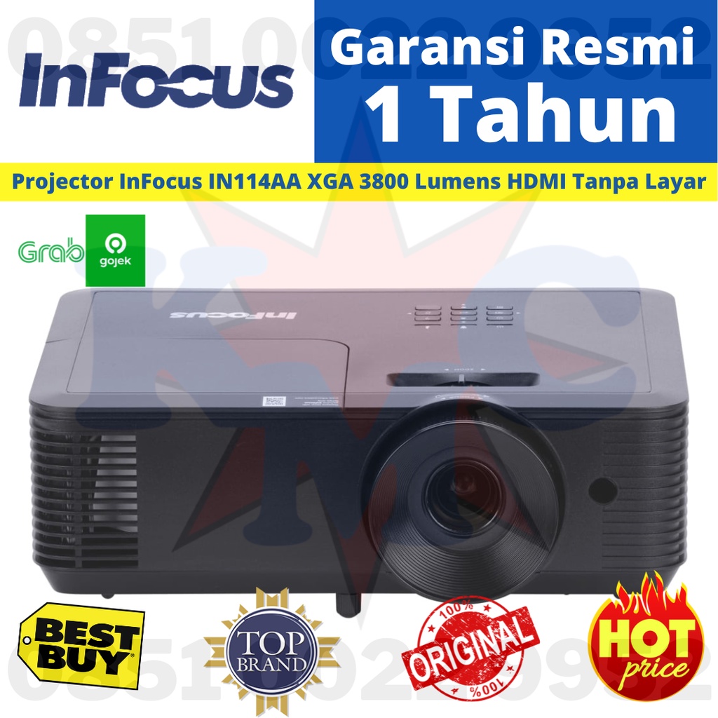 Projector InFocus IN114AA IN 114AA XGA 3800 Lumens HDMI Tanpa Layar