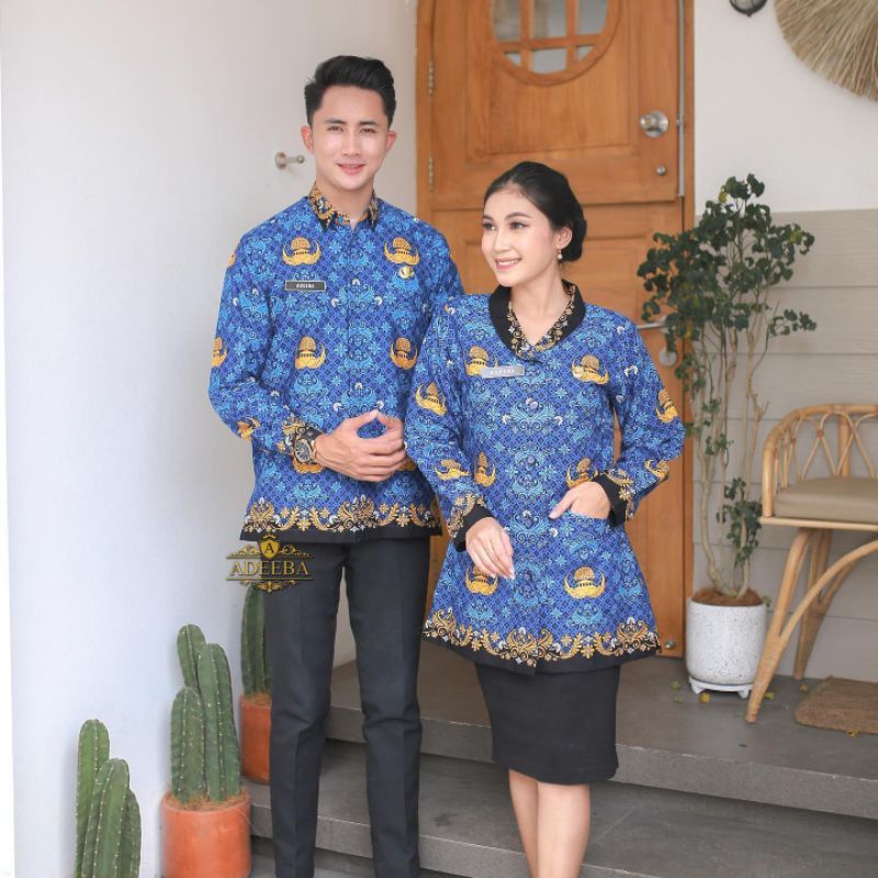 Seragam korpri terbaru 2023 pria dan wanita full furing batik korpri pria terbaru baju batik korpri wanita terbaru 2023 full furing