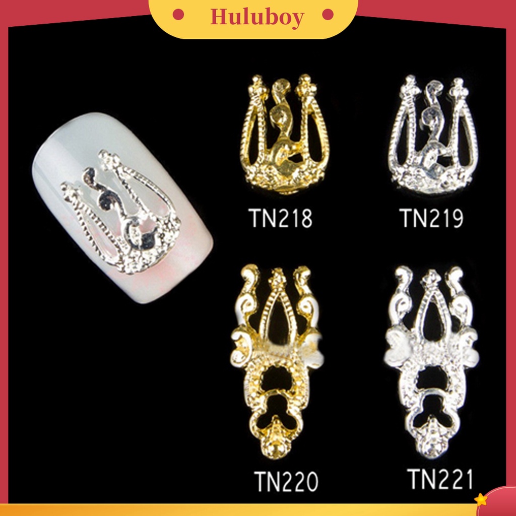 Huluboy Huluboy♡ 10pcs Stiker Kuku Hollow Out Bahan Alloy Untuk Nail Art DIY