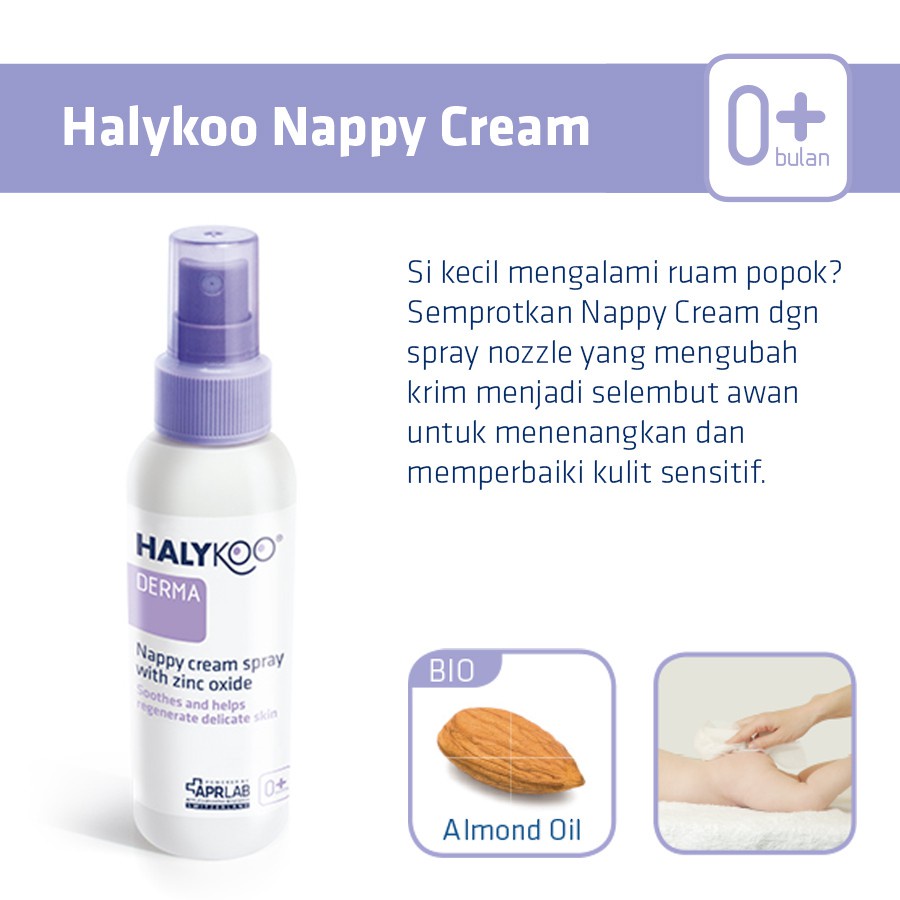 VITA66 HALYKOO NAPPY CREAM SPRAY ZINC OXIDE PENCEGAH RUAM POPOK BAYI 100ML