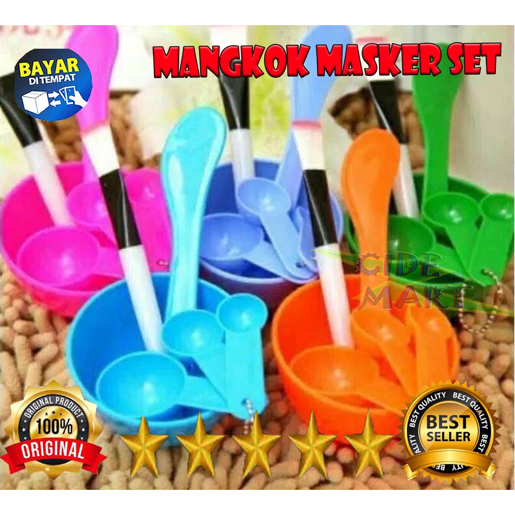 Mangkok Masker Set / Mask Bowl / Mangkok Masker DIY 4 IN 1 / Kosmetik / Brush / Kuas