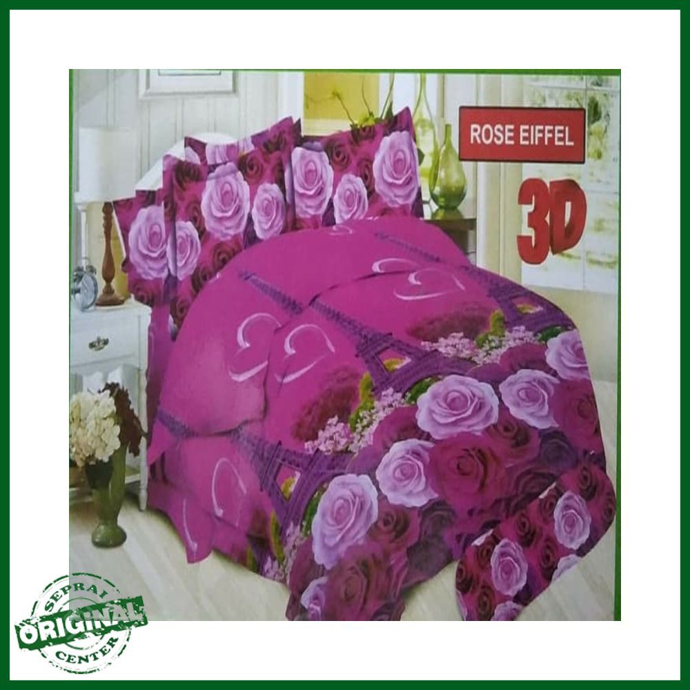 SEPRAI / SPREI BONITA ROSE EIFFEL QUEEN 160 No.2 SEPRAI MAWAR UNGU MENARA EIFEL