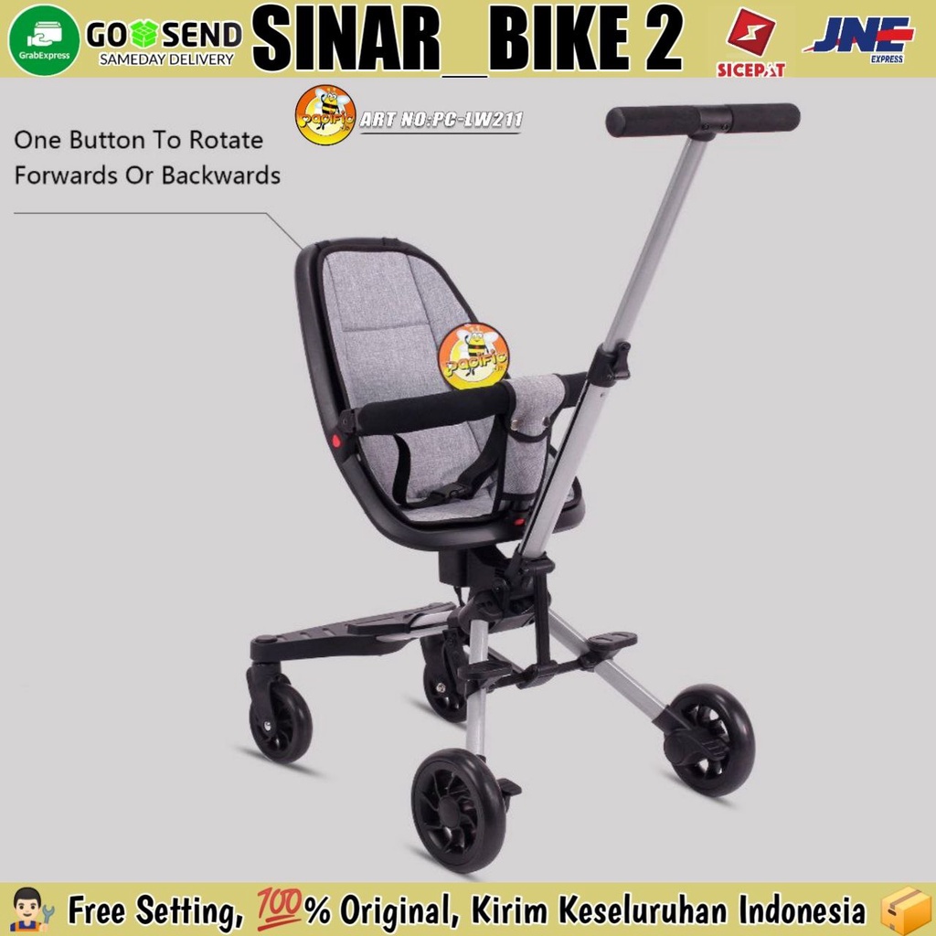 Kursi Dorong Bayi Pacific LW 212 /211/212-2 Hadap Depan atau Orang Tua /Lipat 1-Tombol Micro Trike Stroller