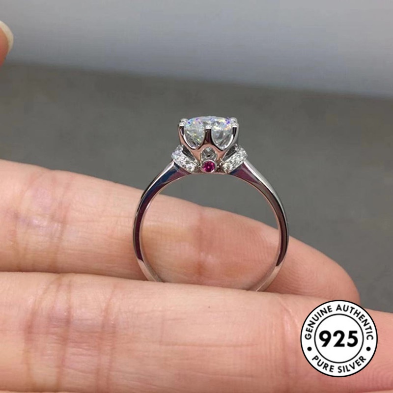 Cincin Sterling Silver 925 Hias Berlian Imitasi Elegan Untuk Wanita