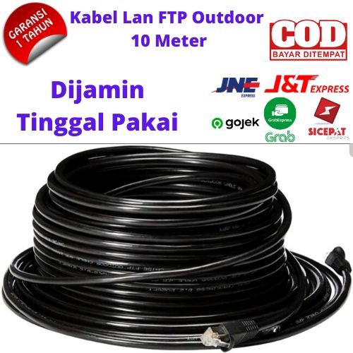   outdoor   kabel lan 10m utp stp cat5e outdoor 10 m 10 meter 10meter ftp stp outdoor siap pakai