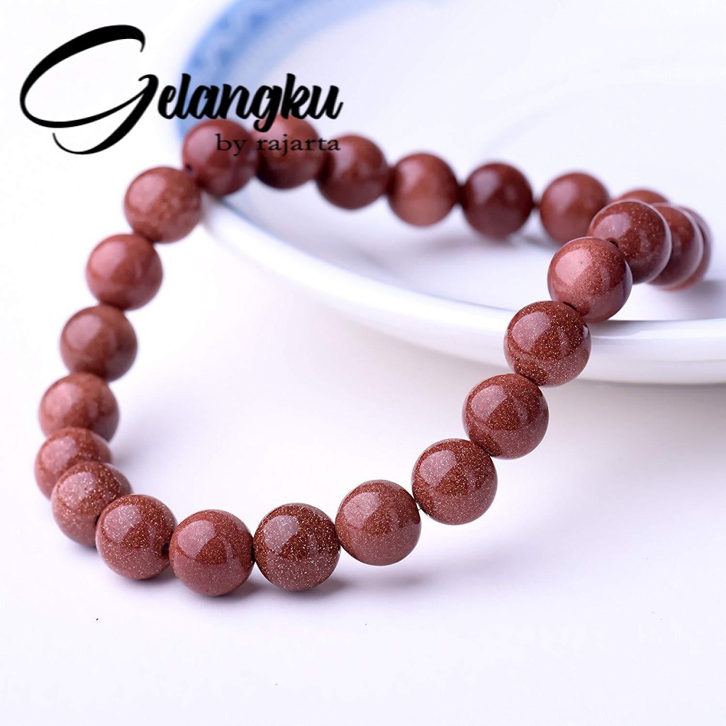 Gelang Batu Natural Gold Sand 4 - 12Mm