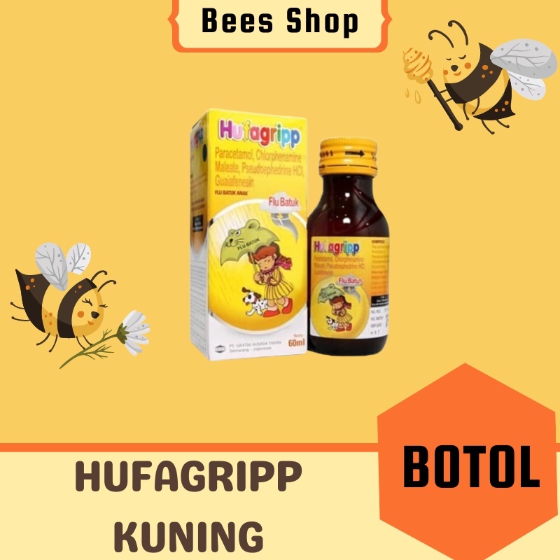 Sirup Hufagrip Kuning Flu Batuk Untuk Batuk Berdahak dan Demam