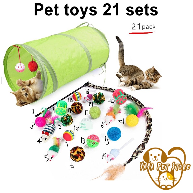 Mainan Hewan Mainan Kucing Isi 21pcs Cat Toys Set Bentuk Tikus Bunyi Bisa Bunyi Mainan Anjing