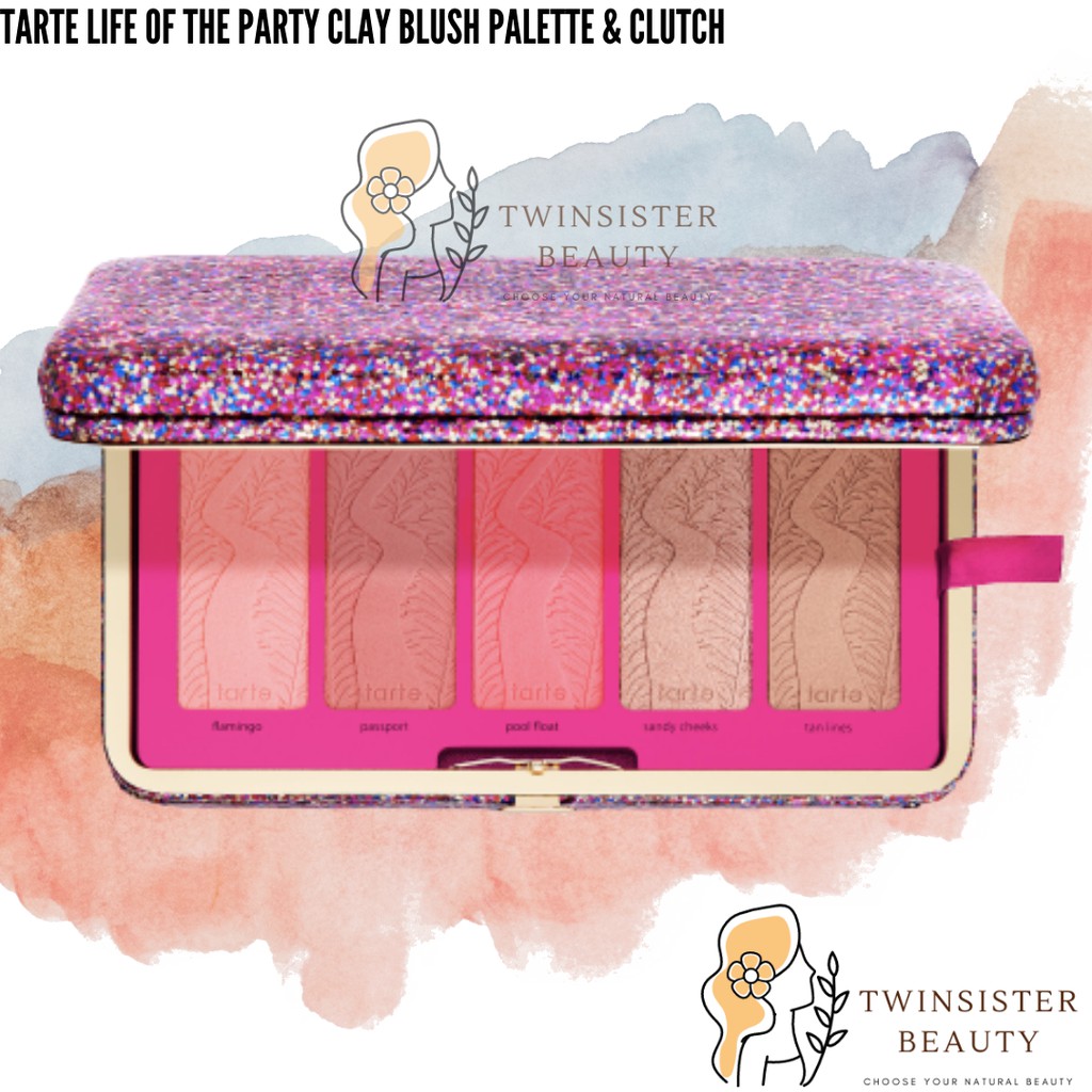 (TSM) TARTE LIFE OF THE PARTY CLAY BLUSH ON PALETTE & CLUTCH
