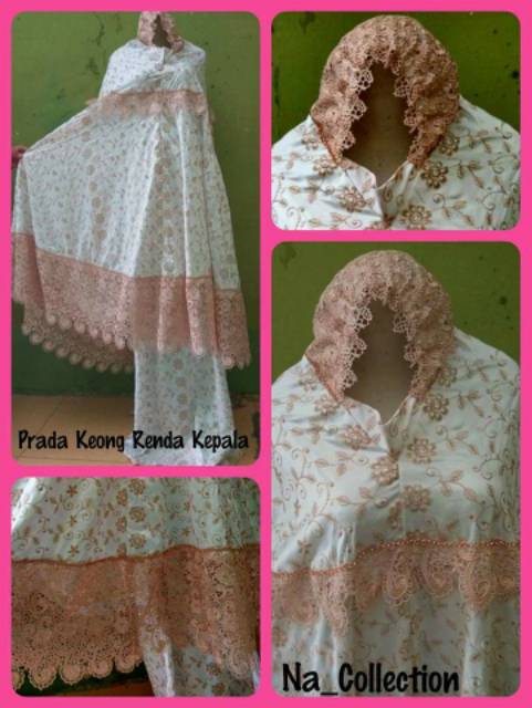 MUKENA PRADA SUTRA PARIS DENGAN TABURAN SWAROVSKI RENDA KEONG WARNA MILO