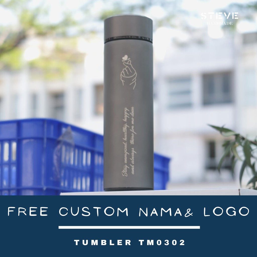 Botol minum stainless termos vacuum tumbler travel mug TM0302 Grey custom Tahan Air Panas dan Dingin