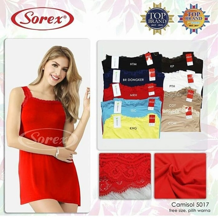 Camisole Tanktop Sorex 5017, Panjang dan Renda, Free Size - Kuning