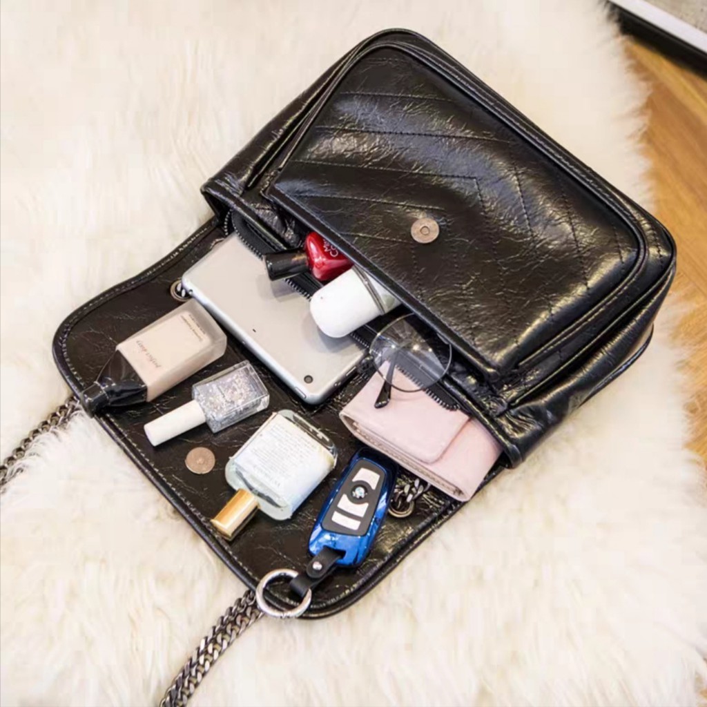 Hot Promo!!Tas Niki Chain Crinkled Quilted Leather Slingbag/Tas Selempang Wanita tas kulit wanita tas wanita import tas wanita kekinian tas selempang bahu shoulder bag wanita crossbody bag tas wanita murah