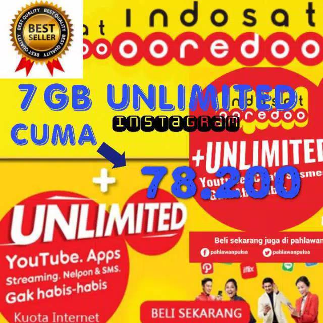 kuota indosat Unlimited 7GB Apps + SMS + Telfon sesama indosat ready