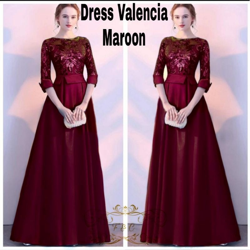 DRESS VALENCIA MUTIARA, MOSCREPE, TILE MUTIARA, DRESS MAXY, 3 UKURAN