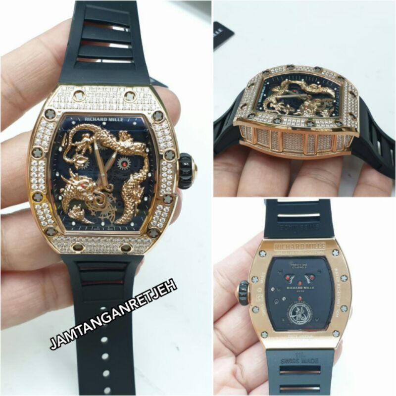 JAM TANGAN PRIA RM AUTOMATIC ROSEGOLD RING PERMATA