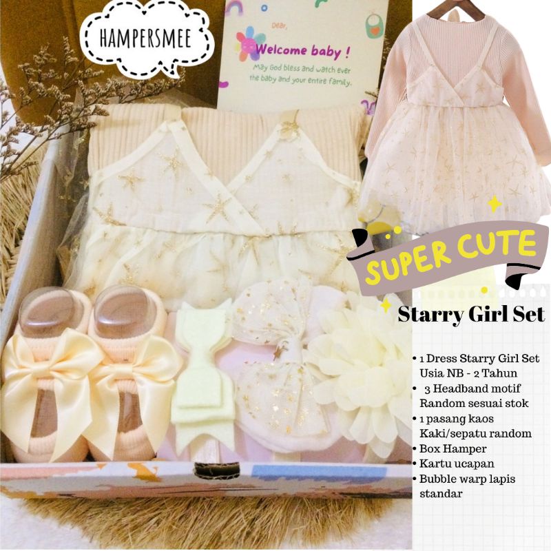 HAMPERSMEE SET PREMIUM - HAMPERS BAYI HAMPERS BABY KADO BAYI BABY GIFT HADIAH KELAHIRAN NEWBORN MURAH HEMPERS BAYI PARCEL BAYI BARU LAHIR-Starry beige set