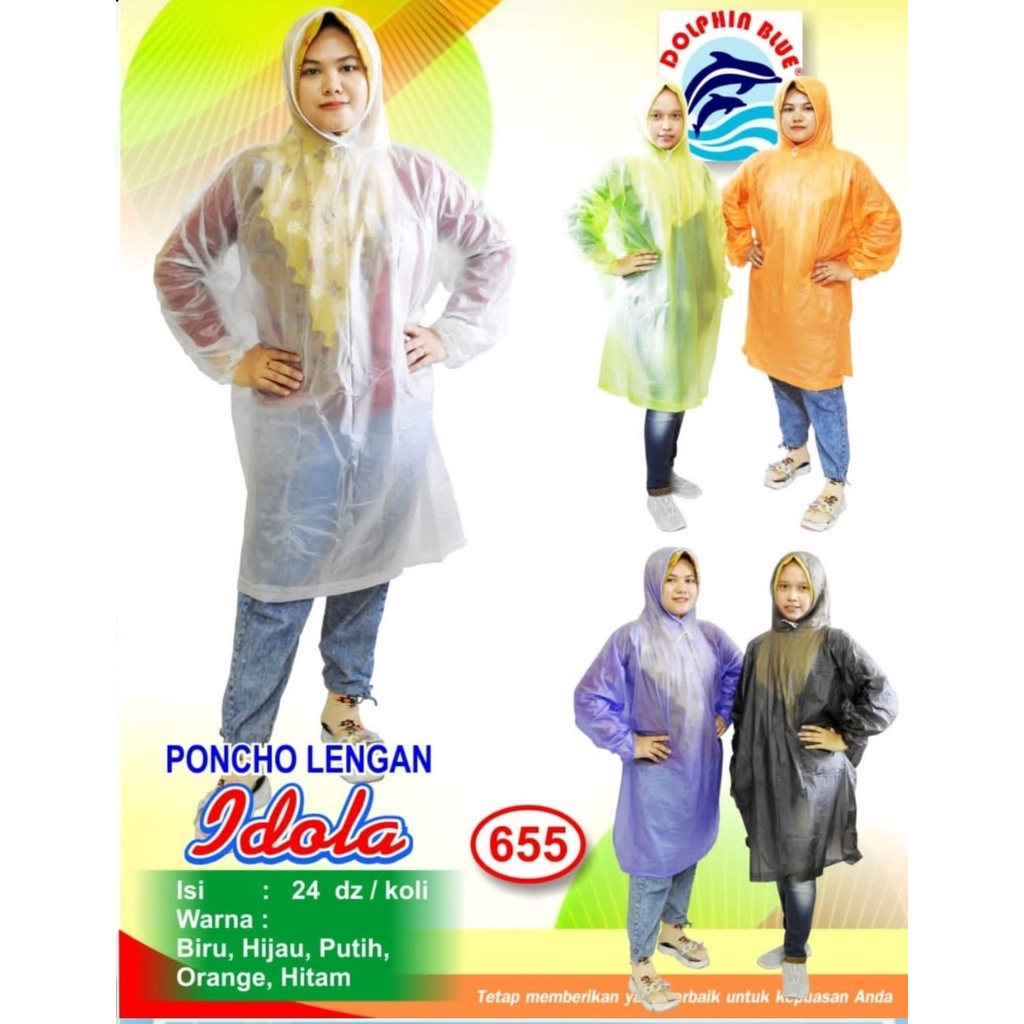 Jas Hujan Ponco Lengan Idola Raincoat Mantel Hujan Poncho Karet Idola 655