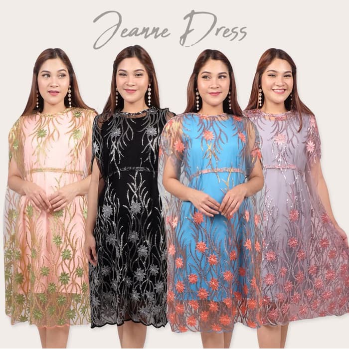 JEANNE KAFTAN TILE BORDIR WANITA / KAFTAN NAGITA / TUNIK WANITA - Biru