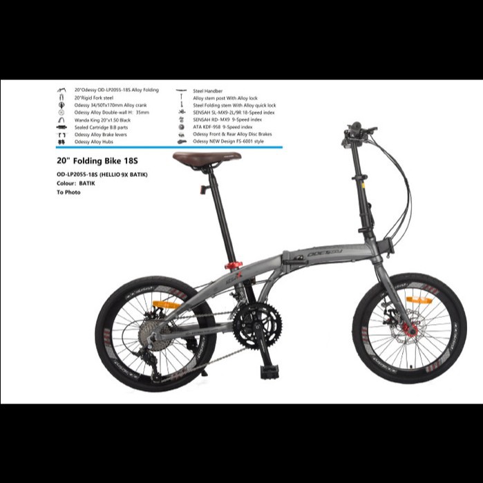 SEPEDA LIPAT FOLDING BIKE ODESSY HELLIO 20" 20 INCH ALLOY 9X 18 SPEED