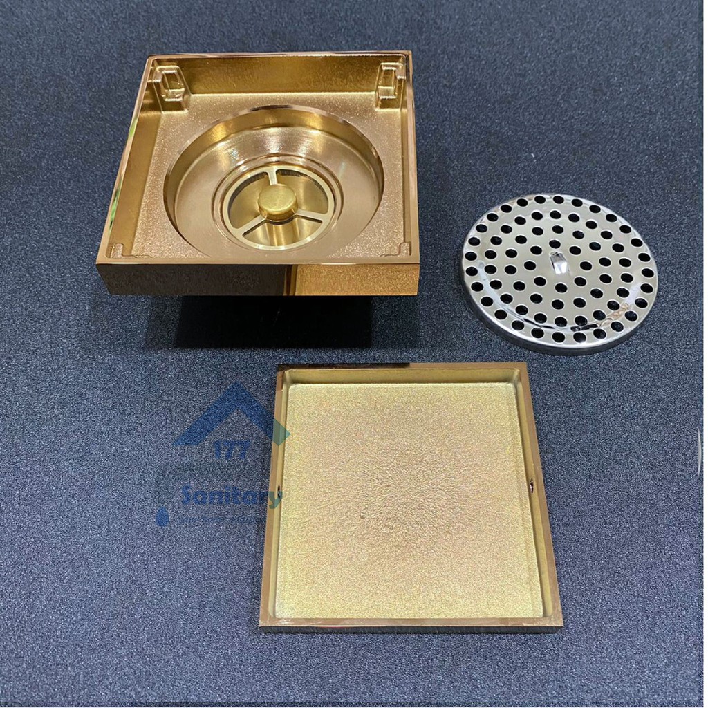 Smart Drain ROSE GOLD KUNINGAN Tebal 47RG-Floor tile Drain drainer satrainer pembuangan saringan got air anti bau kecoa tikus /H37