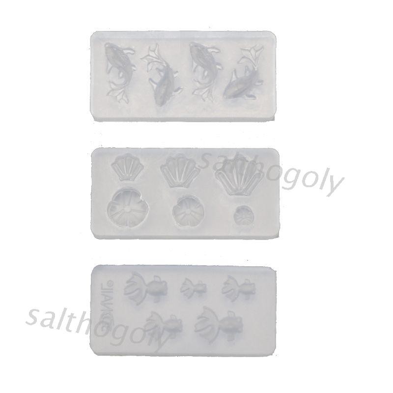 Moonlight&quot; 3Pc Mini Size Goldfish Lotus Leaf Earrrings Water Dag DIY Resin Jewelry Mold Kit