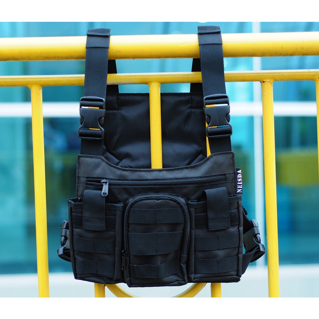 tas dada premium black chest bag chest rig
