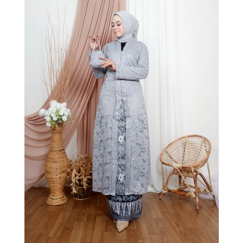 Permata Olshop / Setelan Kebaya Tunik Brokat Hayati / Tunik Tradisional Model Terbaru / Baju Kurung Brukat / Tunik Pesta