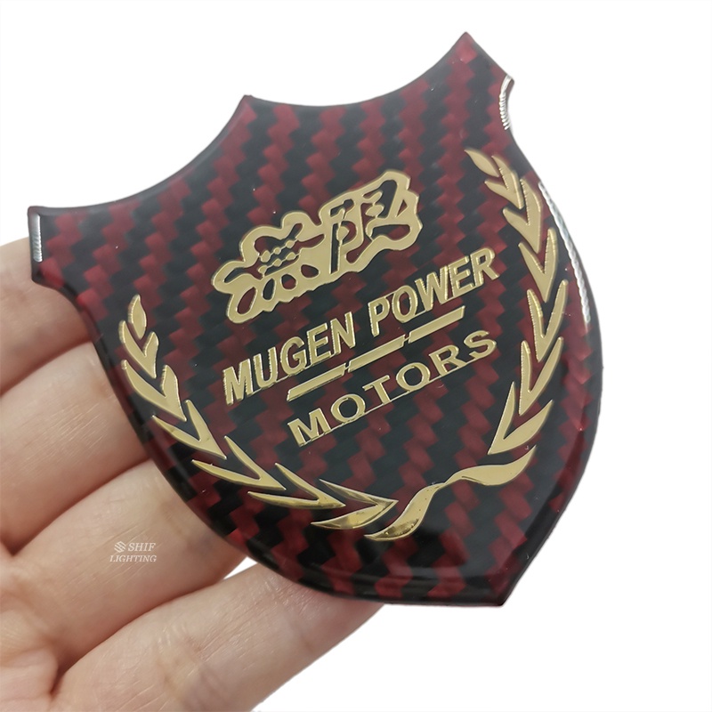 1pc Stiker Emblem Logo MUGEN POWER MOTORS Bahan Karbon Fiber Untuk Dekorasi Kaca Belakang Mobil HONDA MUGEN