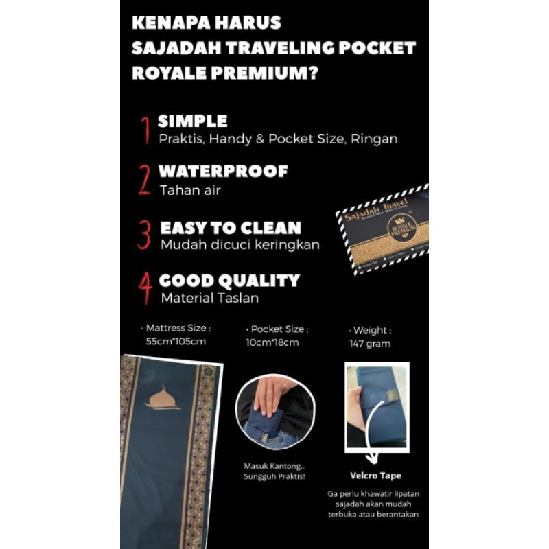 Sajadah Pocket Travelling Royale Premium