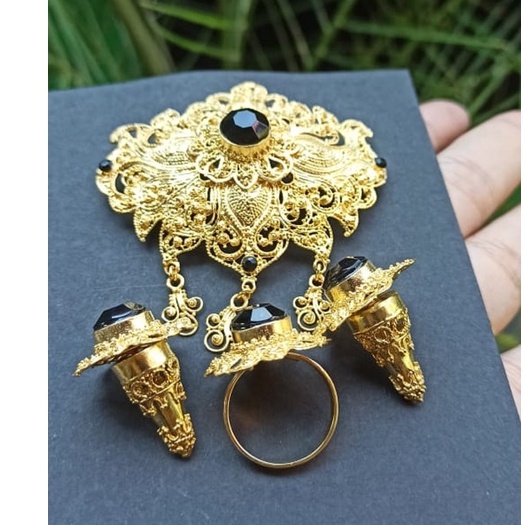 Bros Alpaka Bali Motif Pakis cerorot sirkon